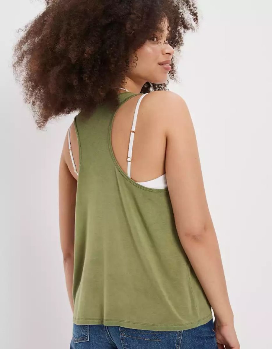 Debardeur American Eagle AE Soft & Sexy Flowy Vert Olive Femme | LPO-75856422